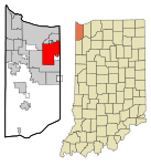 Lake County Indiana Incorporated and Unincorporated areas Hobart Highlighted